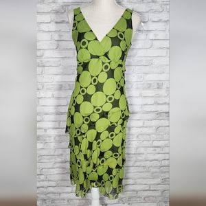 Jonathan Martin Silk Green Spotted Dress
